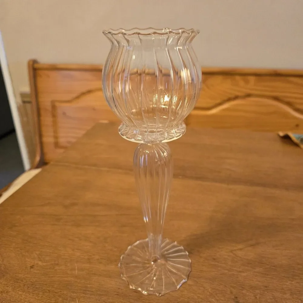 Rare Vintage Venetian Glass Footed Goblet Vase Candle Holder